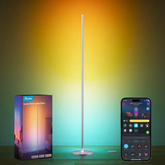 Main image of RGBIC Floor Lamp, 1000lm LED Corner Lamp Works with Alexa, Smart Modern Floor Lamp with Music Sync and Color Changing Standing Lamp for Bedroom Living Room Silver