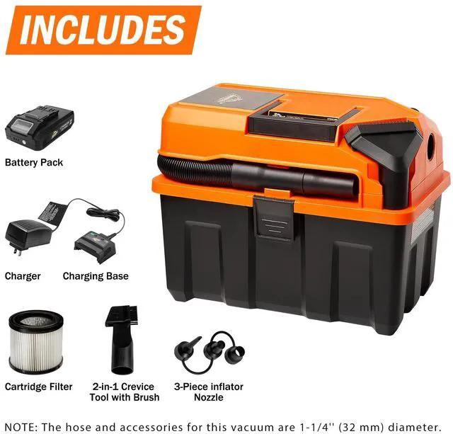 Alt view image 2 of 7 - DVTB202 0902 2.5-Gal 20V Cordless Wet/Dry Vac with 2.0Ah Battery