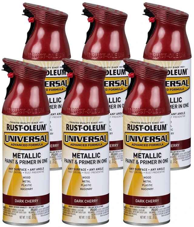 Main image of Universal All Surface Metallic Spray Paint, Dark Cherry Interior/Exterior, Fast Dry, Rust Preventive, Strong Adhesion, Patented Comfort Trigger Sprays from Any Angle, 11 oz, 6 Pack