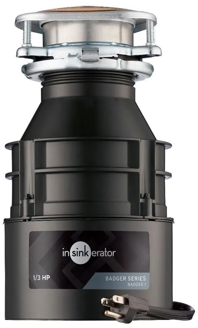 Main image of Badger 1 Garbage Disposal with Power Cord, Standard Series 1/3 HP Continuous Feed Food Waste Disposer, Badger 1 W/C