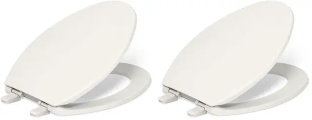 Main image of 20110-96 Brevia, Slow Close Toilet Seat, Elongated Toilet Seat, Grip-Tight Bumpers Quick-Attach Hardware, Biscuit (Pack of 2)