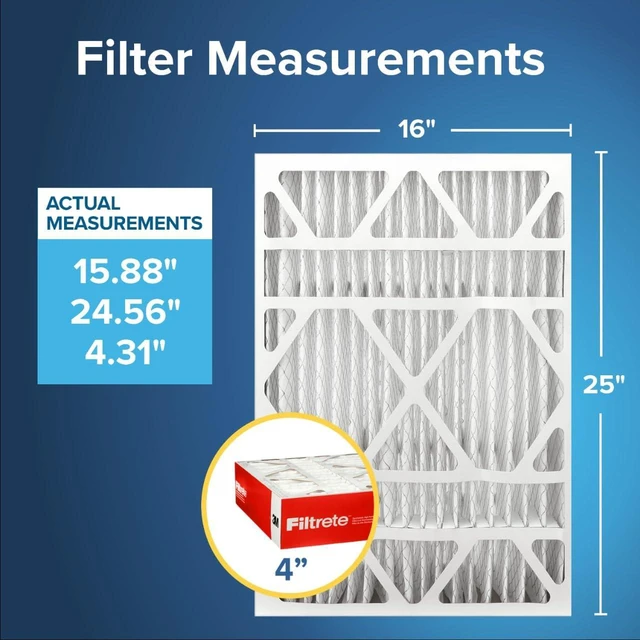 Alt view image 2 of 7 - 16x25x4 Air Filter, MERV 11, MPR 1000, 2 HVAC Filters Allergen Defense, 12-Month AC/Furnace Filters, Cleaner Air, Reliable Airflow, (Act. Size 15.88x24.56x4.31 in)