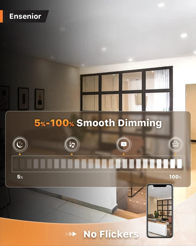 Alt view image 4 of 7 - 12 Pack 4 Inch LED Recessed Ceiling Light, 6CCT, 750LM 9W 120V 2700K-6000K Selectable, 5%-100% Dimming, Ultra-Thin Canless Wafer Downlight with Junction Box, Damp Rated, ETL&FCC&IC