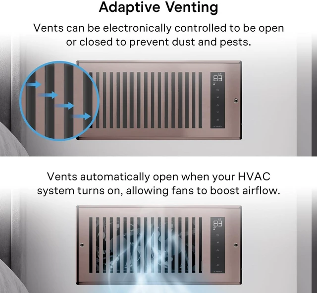 Alt view image 3 of 7 - AIRTAP T4, Bronze Register Booster Fan for 4x10 Openings Automatic Open/Close Vents, Wireless LCD Temperature Controller, WiFi App, Quiet 10-Speeds, Smart Home
