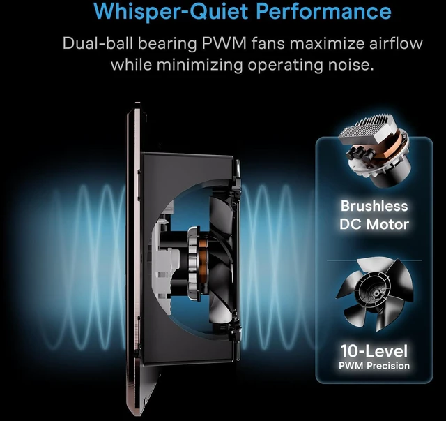 Alt view image 6 of 7 - AIRTAP T4, Bronze Register Booster Fan for 4x10 Openings Automatic Open/Close Vents, Wireless LCD Temperature Controller, WiFi App, Quiet 10-Speeds, Smart Home