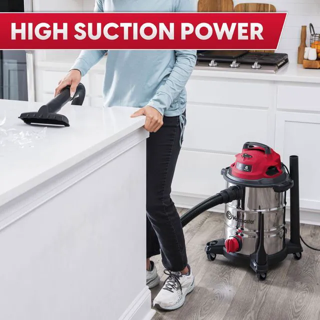 Alt view image 3 of 7 - VOC812SF 1101 8-Gal 6 Peak HP Stainless Steel Wet/Dry Vac Red
