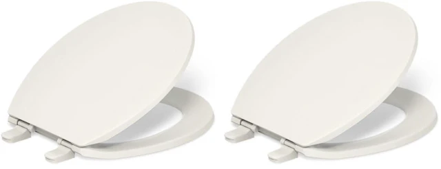 Main image of 20111-96 Brevia, Slow Close Toilet Seat, Round Toilet Seat, Grip-Tight Bumpers Quick-Attach Hardware, Biscuit (Pack of 2)