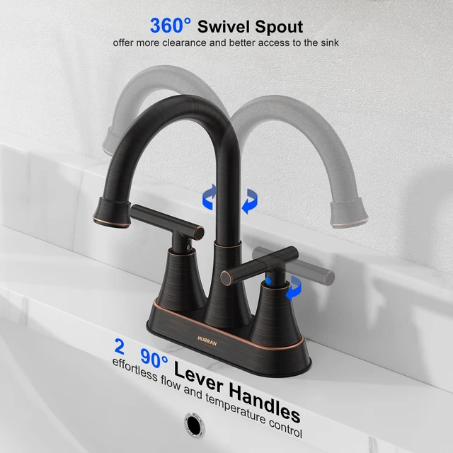 Alt view image 3 of 7 - Bathroom Faucets, 4 inch Centerset 2-Handle Lead-Free, ORB Bathroom Sink Faucet with Pop-up Drain and Supply Lines, Stainless Steel Faucet for Vanity RV Restroom Laundry, 2 Pack