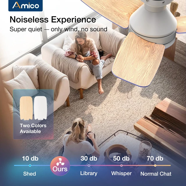 Alt view image 4 of 7 - 30 Inch White Low Profile Ceiling Fans with Lights and Remote Flush mount, 3-color dimmable light, quiet reversible DC motor, easy install, memory, timer, bedroom, covered outdoor areas