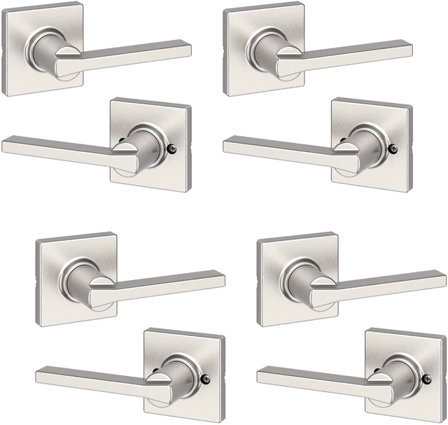 Main image of Casey Interior Door Handle, Satin Nickel | Passage Lever | 4-Pack | Microban Protection | For Closet & Hallway