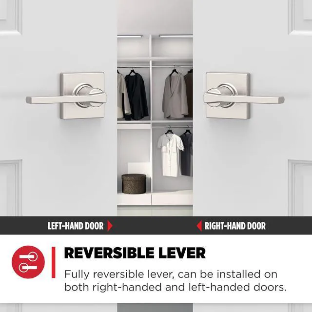 Alt view image 5 of 7 - Casey Interior Door Handle, Satin Nickel | Passage Lever | 4-Pack | Microban Protection | For Closet & Hallway