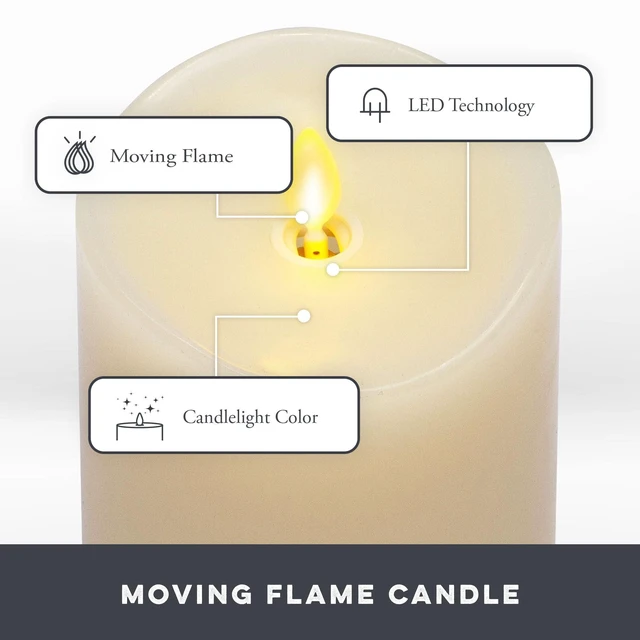 Alt view image 2 of 7 - Co. Flameless Moving Flame Pillars, Unscented Wax Melted Edge, AA Batteries