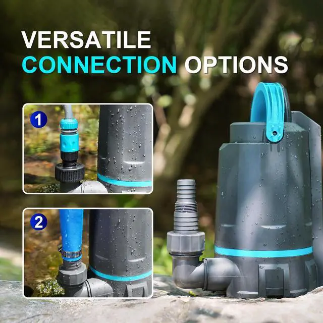 Alt view image 5 of 7 - 1/2 HP Automatic Sump Pump 3159 GPH Submersible Water Pump Thermoplastic Utility Pump High Flow Water Removal for Swimming Pool Garden Pond Basement Wells with 10ft Long Power Cord