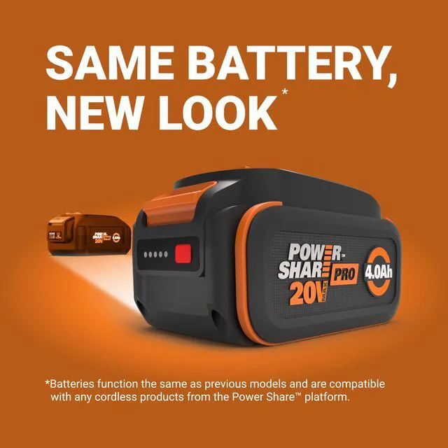 Alt view image 6 of 6 - 20V 4.0Ah Lithium-ion Battery 1 pc, WA3674 PowerShare, Intelligent Battery, Stays Cool, 360° Cell Protection, Charge-Level Indicator