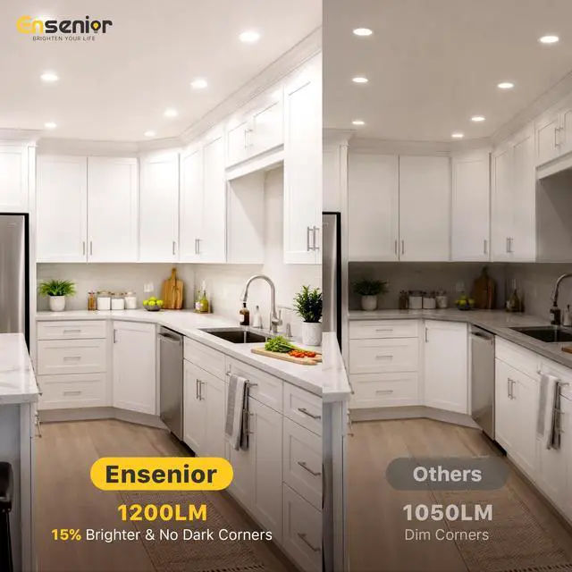 Alt view image 3 of 7 - 12 Pack 6 Inch LED Recessed Ceiling Light, 5CCT, 1200LM 12W 120V 2700K-5000K Selectable, 5%-100% Dimming, Ultra-Thin Canless Wafer Downlight with Junction Box, Damp Rated, ETL&FCC&IC