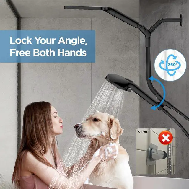 Alt view image 3 of 7 - Dual Filtered Rain Shower Head Combo, High Pressure Handheld Shower Head with Adjustable Bar - Rainfall Shower Head And Showerhead with Filter for Hard Water - Removes Chlorine
