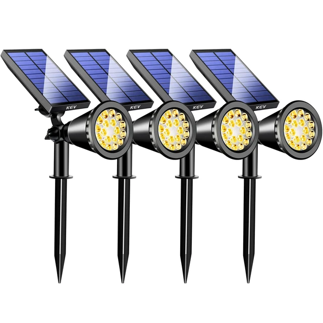 Main image of 800LM Solar Spot Lights Outdoor Waterproof,Warm White,4Pack 2 Lighting Modes,Adjustable Panel,IPX65 Waterproof,18 LED Solar Lights for Patio,Tree,Landscape,Flag
