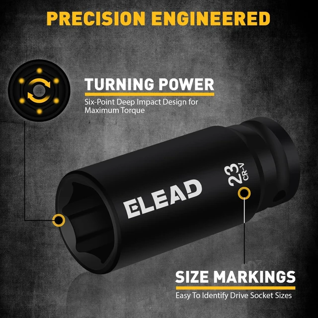 Alt view image 4 of 7 - 67 Piece 1/2" Drive Deep Impact Socket Set: Standard SAE (3/8"-1-1/4") & Metric (8-24 mm), Including 3 ", 5", 10" Extension Bar, Universal Joint, Ratchet Handle and Adapter