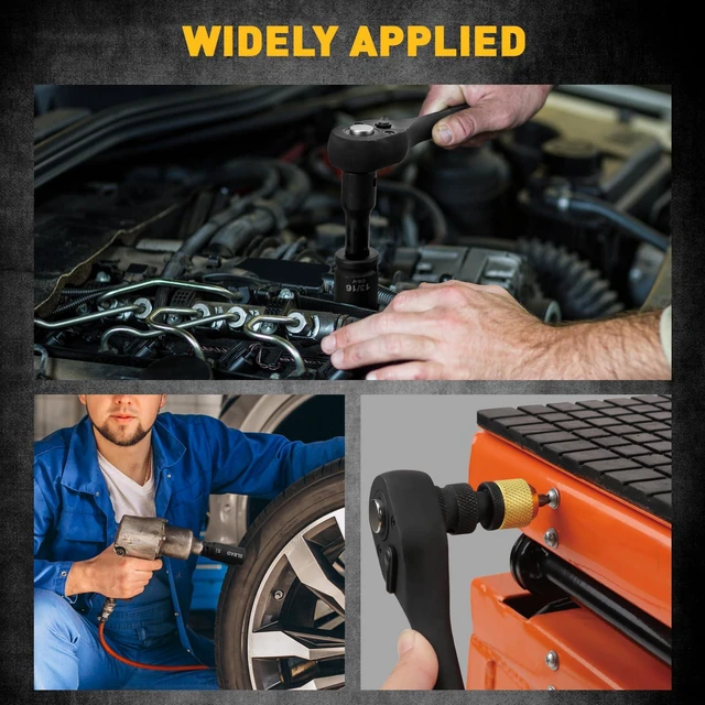 Alt view image 7 of 7 - 67 Piece 1/2" Drive Deep Impact Socket Set: Standard SAE (3/8"-1-1/4") & Metric (8-24 mm), Including 3 ", 5", 10" Extension Bar, Universal Joint, Ratchet Handle and Adapter