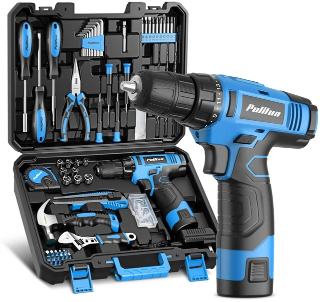 Main image of Tool Set, 148-Piece Home Drill Set with 12V Blue Cordless Drill, Hand tool Kits, and Box, Suitable for Men, Women, and DIY Enthusiasts for Home Improvement