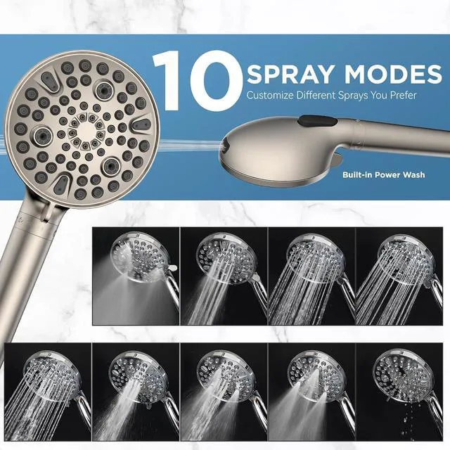 Alt view image 7 of 7 - Dual Filtered Rain Shower Head Combo, High Pressure Handheld Shower Head with Adjustable Bar - Rainfall Shower Head And Showerhead with Filter for Hard Water - Removes Chlorine