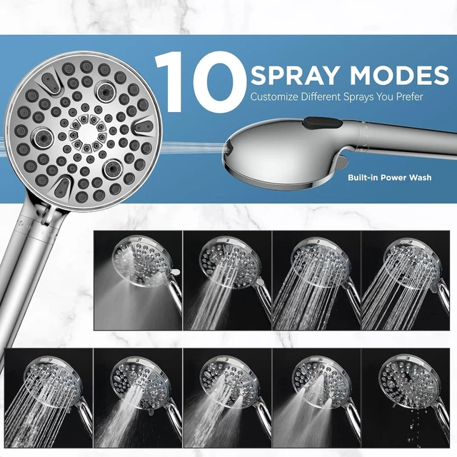 Alt view image 7 of 7 - Dual Filtered Rain Shower Head Combo, High Pressure Handheld Shower Head with Adjustable Bar - Rainfall Shower Head And Showerhead with Filter for Hard Water - Removes Chlorine