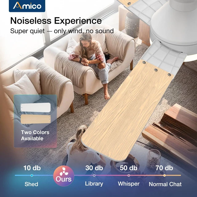 Alt view image 5 of 7 - 52 Inch White Low Profile Ceiling Fans with Lights and Remote Flush mount, 3-color dimmable light, quiet reversible DC motor, easy install, memory, timer, bedroom, covered outdoor areas