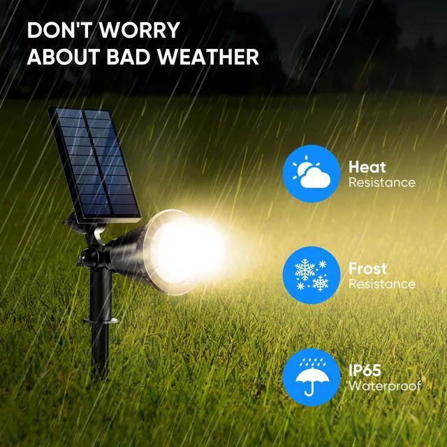 Alt view image 5 of 6 - 800LM Solar Spot Lights Outdoor Waterproof,Warm White,4Pack 2 Lighting Modes,Adjustable Panel,IPX65 Waterproof,18 LED Solar Lights for Patio,Tree,Landscape,Flag