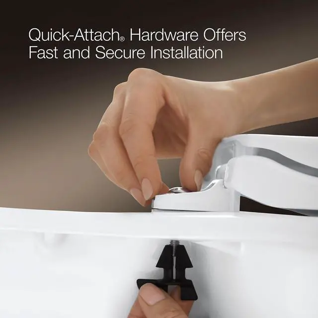 Alt view image 6 of 7 - 20110-96 Brevia, Slow Close Toilet Seat, Elongated Toilet Seat, Grip-Tight Bumpers Quick-Attach Hardware, Biscuit (Pack of 2)