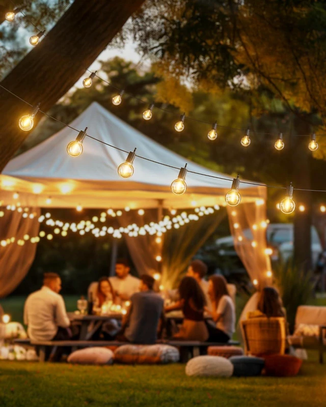 Alt view image 2 of 7 - Outdoor String Lights, 159FT G40 LED IP65 Waterproof Patio Lights 75 Shatterproof Edison Bulbs, Plug-In, Dimmable, Connectable, Outside Light for Backyard Porch Party Christmas Decorative