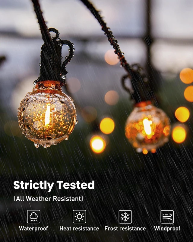 Alt view image 3 of 7 - Outdoor String Lights, 159FT G40 LED IP65 Waterproof Patio Lights 75 Shatterproof Edison Bulbs, Plug-In, Dimmable, Connectable, Outside Light for Backyard Porch Party Christmas Decorative