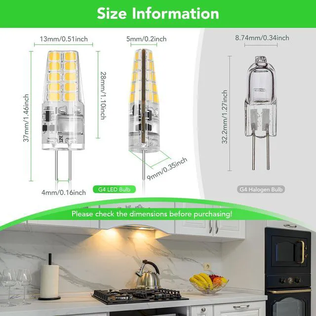 Alt view image 2 of 7 - 40 Pack G4 LED Bulb 2W Equivalent 30W 3000K Warm White 250 Lumens 360°Beam Angle, T3 Halogen Bulb Replacement Landscape Bulbs, AC/DC 12V Led Lights G4 Bi-Pin Base for Outdoor Landscape Lighting
