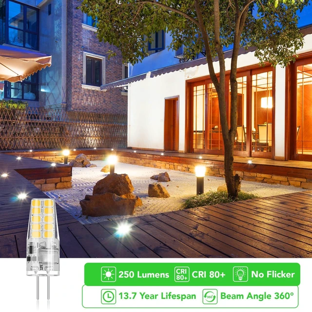 Alt view image 3 of 7 - 40 Pack G4 LED Bulb 2W Equivalent 30W 3000K Warm White 250 Lumens 360°Beam Angle, T3 Halogen Bulb Replacement Landscape Bulbs, AC/DC 12V Led Lights G4 Bi-Pin Base for Outdoor Landscape Lighting