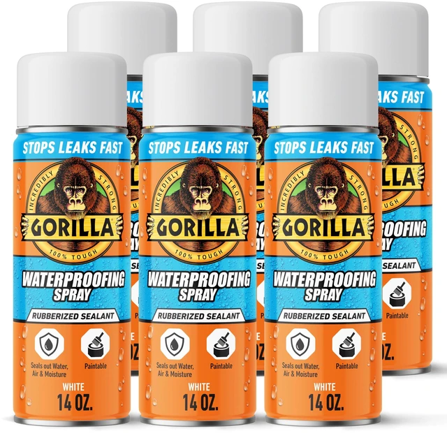 Main image of Waterproofing Spray White, Flexible Rubberized Sealant Coating, Paintable UV Resistant, Seals Water Air Moisture, 16 oz (Pack of 6), for Roofs Gutters Skylights RVs Windows & More