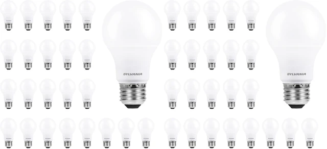 Main image of Sylvania ECO LED A19 Light Bulb, 60W Equivalent, Efficient 9W, 7 Year, 750 Lumens, Non-Dimmable, Frosted, 5000K Daylight - 24 Count (40987) (Pack of 2)