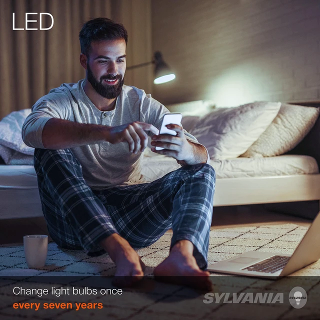Alt view image 3 of 6 - Sylvania ECO LED A19 Light Bulb, 60W Equivalent, Efficient 9W, 7 Year, 750 Lumens, Non-Dimmable, Frosted, 5000K Daylight - 24 Count (40987) (Pack of 2)