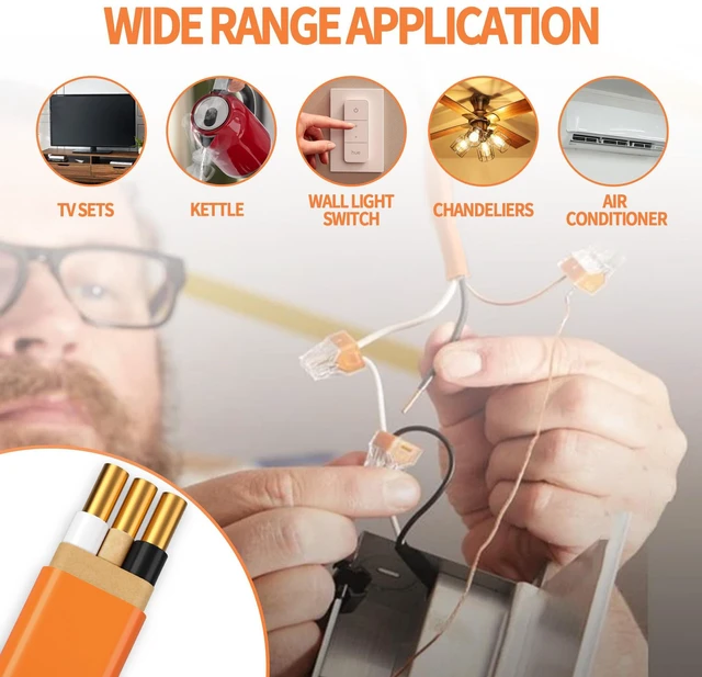 Alt view image 5 of 7 - Solid Indoor 10/2 W/G NMB Cable 50ft, Electrical Wire, Orange, 50FT NMB Cable 10 Gauge Wire 2 Conductors 600V Bare Copper Non-Metallic Sheathed Solid Indoor Residential Wire, UL Listed