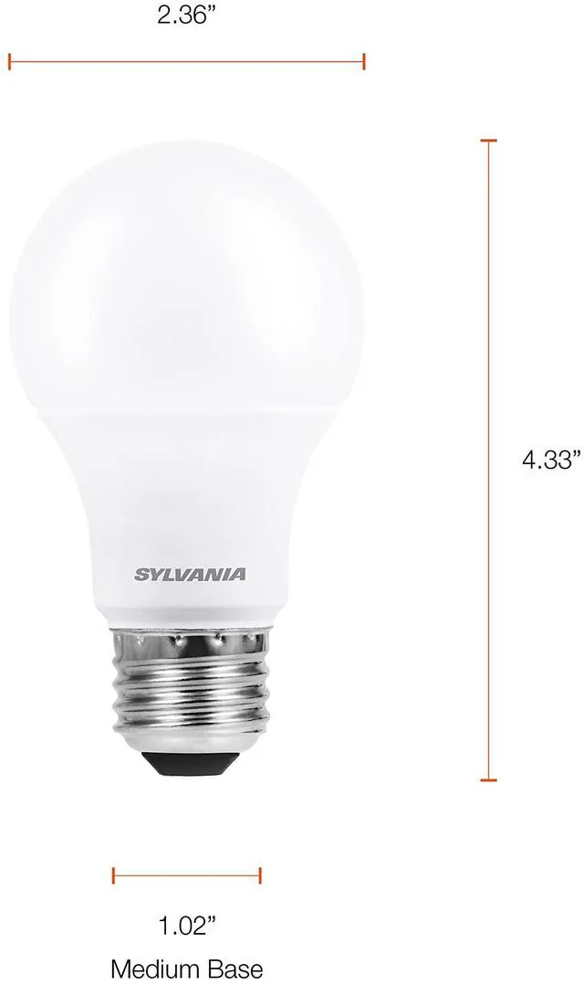 Alt view image 6 of 6 - Sylvania ECO LED A19 Light Bulb, 60W Equivalent, Efficient 9W, 7 Year, 750 Lumens, Non-Dimmable, Frosted, 5000K Daylight - 24 Count (40987) (Pack of 2)