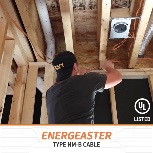 Alt view image 4 of 7 - Solid Indoor 10/2 W/G NMB Cable 50ft, Electrical Wire, Orange, 50FT NMB Cable 10 Gauge Wire 2 Conductors 600V Bare Copper Non-Metallic Sheathed Solid Indoor Residential Wire, UL Listed