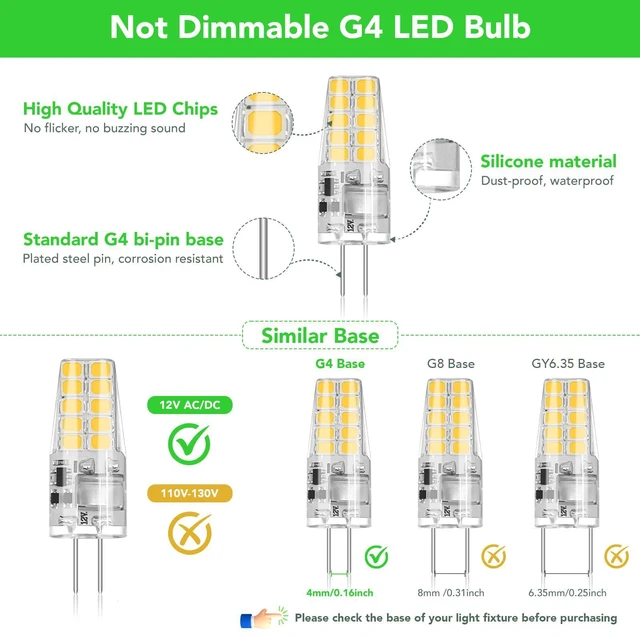 Alt view image 5 of 7 - 40 Pack G4 LED Bulb 2W Equivalent 30W 3000K Warm White 250 Lumens 360°Beam Angle, T3 Halogen Bulb Replacement Landscape Bulbs, AC/DC 12V Led Lights G4 Bi-Pin Base for Outdoor Landscape Lighting
