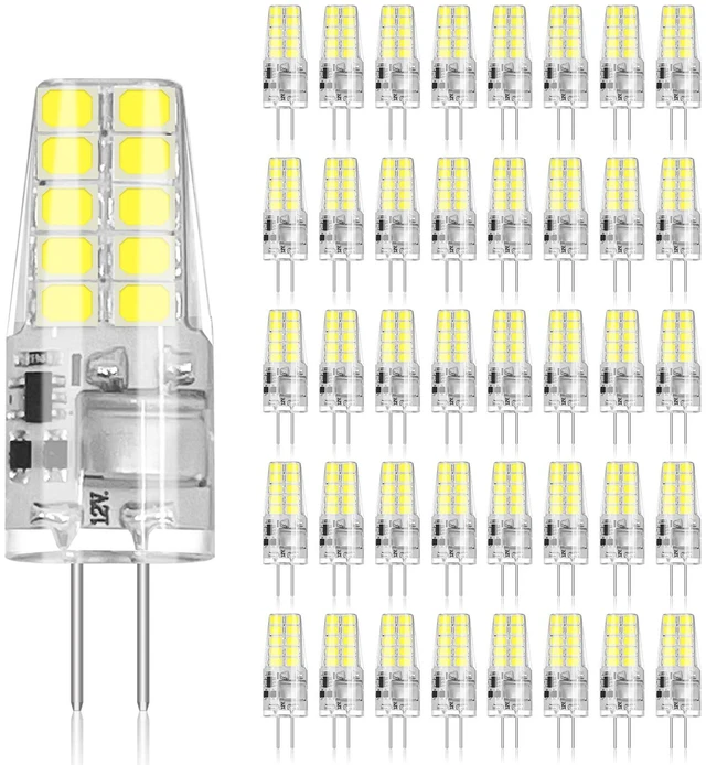 Main image of 40 Pack G4 LED Bulb 2W Equivalent 30W 6000K Daylight 250 Lumens 360°Beam Angle, T3 Halogen Bulb Replacement Landscape Bulbs, AC/DC 12V Led Lights G4 Bi-Pin Base for Outdoor Landscape Lighting