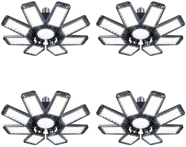 Main image of Garage Lights 4 Pack 220W, 22000LM LED Garage Lights with 8+1 Deformable Panels 6500K Screw in LED Shop Lighting for Workshop, Basement Support E26/E27