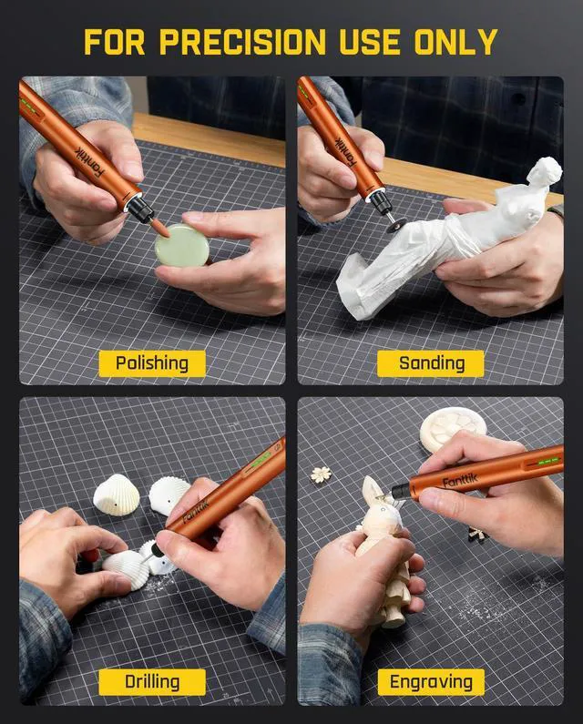 Alt view image 7 of 7 - F2 Master Mini Cordless Rotary Tool Kit for 3D Printer Sanding Engraving Pen, NeoPulse Motor, 5 Speed, Revostor Hub, 35 Accessories, for Precision Polishing, Drilling, Carving, DIY Crafts