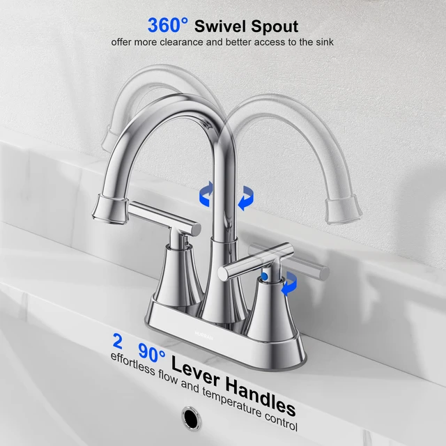 Alt view image 4 of 7 - Bathroom Faucets, 4 inch Centerset 2-Handle Lead-Free, Chrome Bathroom Sink Faucet with Pop-up Drain and Supply Lines, Stainless Steel Faucet for Vanity RV Restroom Laundry, 2 Pack
