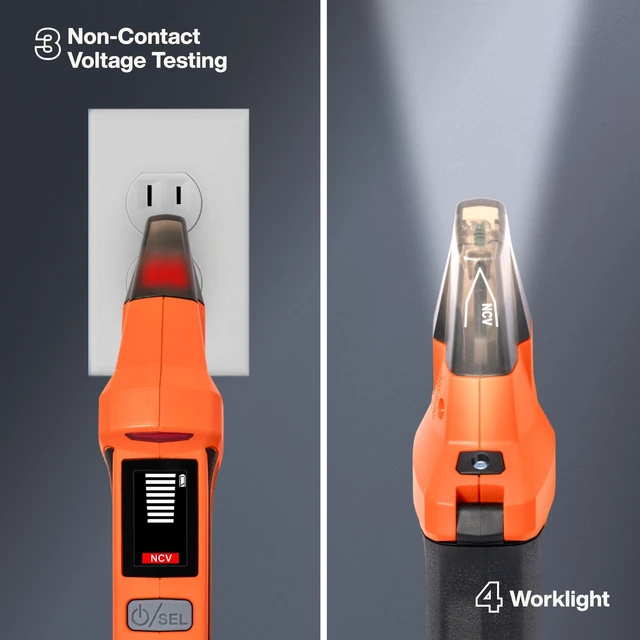 Alt view image 4 of 7 - ET350 4-in-1 Digital Circuit Breaker Finder, Outlet Fault Detector, Non-Contact Voltage Tester, GFCI Tester, Learn and Locate Mode, Backlit LCD, LED Work Light