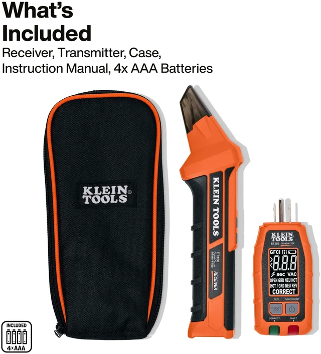 Alt view image 2 of 7 - ET350 4-in-1 Digital Circuit Breaker Finder, Outlet Fault Detector, Non-Contact Voltage Tester, GFCI Tester, Learn and Locate Mode, Backlit LCD, LED Work Light