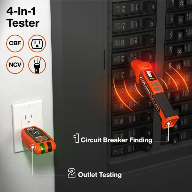 Alt view image 3 of 7 - ET350 4-in-1 Digital Circuit Breaker Finder, Outlet Fault Detector, Non-Contact Voltage Tester, GFCI Tester, Learn and Locate Mode, Backlit LCD, LED Work Light