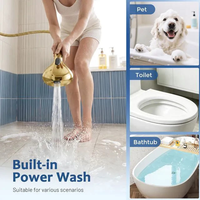 Alt view image 6 of 7 - Dual Filtered Rain Shower Head Combo, High Pressure Handheld Shower Head with Adjustable Bar - Rainfall Shower Head And Showerhead with Filter for Hard Water - Removes Chlorine(Gold)