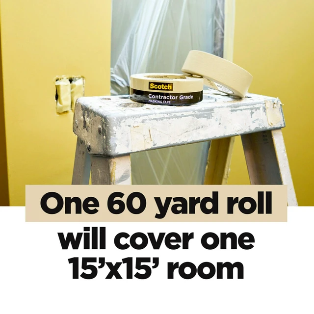 Alt view image 4 of 7 - 3M Contractor Grade Masking Tape 0.94" x 60 yds Tan 4 Contractor Packs of 9 Rolls Each Durable Vinyl Tape for Versatile Indoor and Outdoor Use