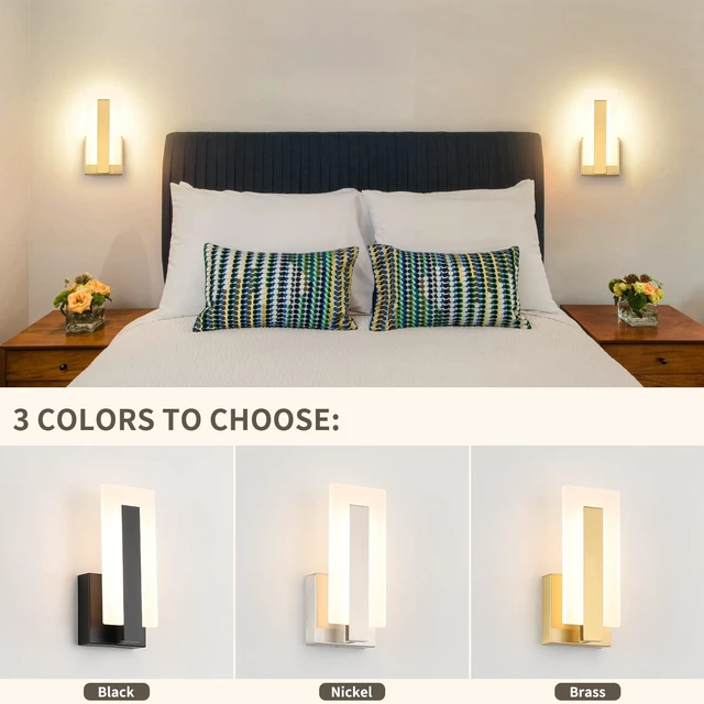 Alt view image 4 of 7 - Modern LED Wall Sconce Set of 2, Dimmable Hardwired Bathroom Vanity Light Indoor Wall Sconce for Hallway, Bedroom, Study, Living Room, 9.76 Inch Brass Wall Lights